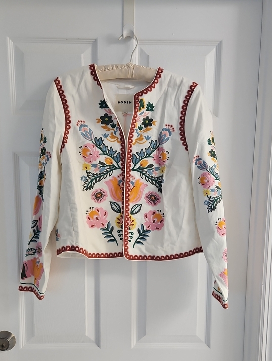 Boden Jackets & Blazers - Boden Cream  Jacket with Multicolor Floral Embroidery